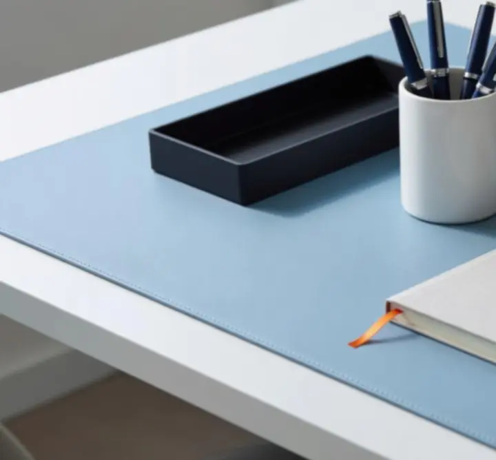 Meticulously curated modern workspace with premium office supplies